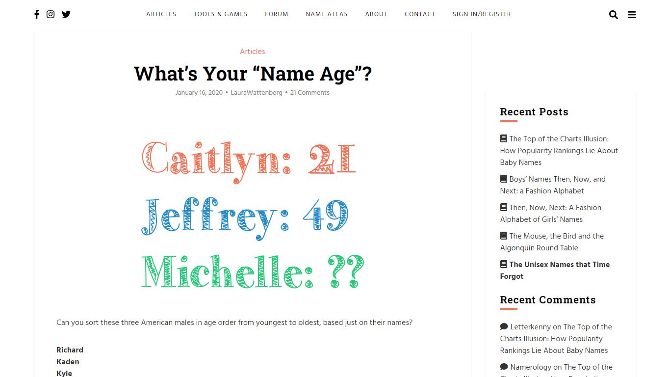 What’s Your “Name Age”? - Namerology