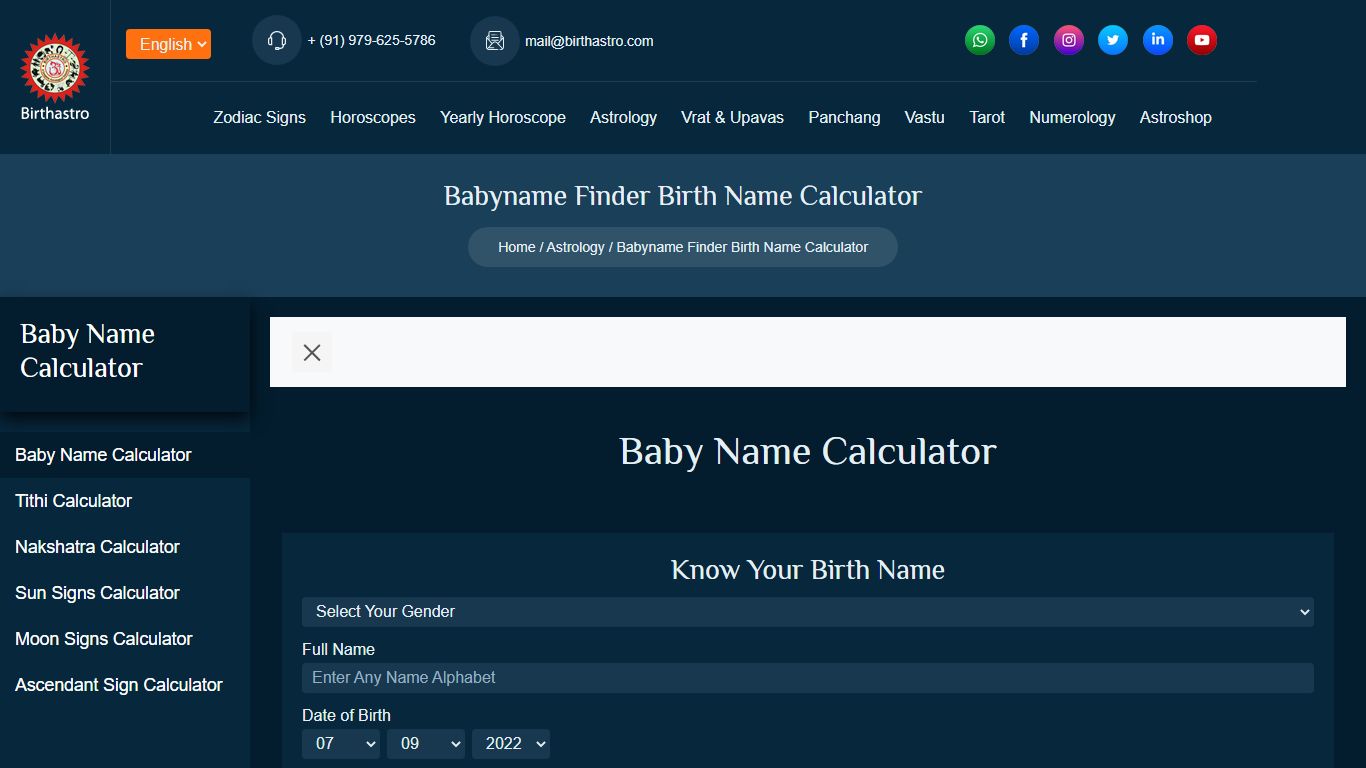 Baby Name Calculator | Birth Name Calculator - Birth | Astro